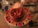 veggie chili in bread bowl
